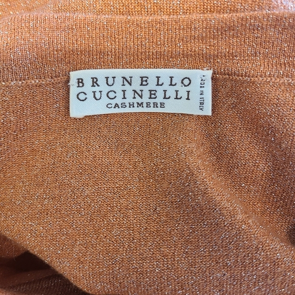 Brunello Cucinelli Sparkling Cashmere & Silk Lightweight Sweater in Brick -NWT - Picture 6 of 9